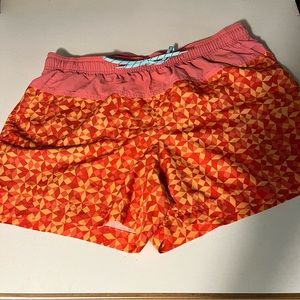 Columbia orange mosaic print running shorts
